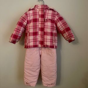SNOZU pink & plaid snow pant and jacket set 3T